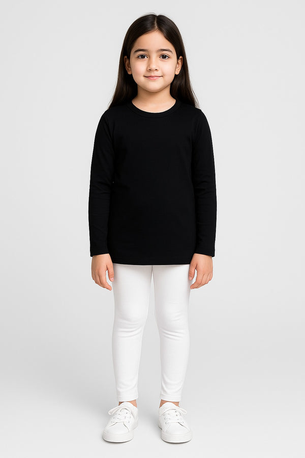 Girls’ Cozy Winter Wear – Soft Interlock Shirt Paired with Cotton Lycra Leggings