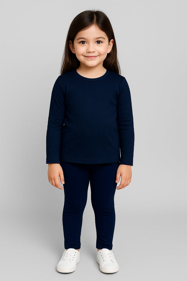 Girls’ Warm Body-Fit Set – Interlock Cotton Top and Flexible Cotton Lycra Legging