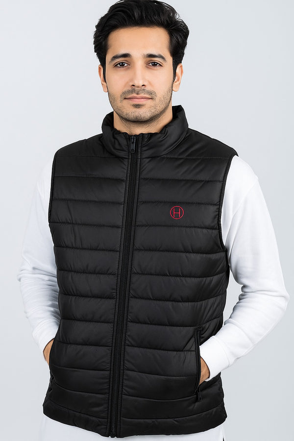 Premium Black Puffer Jacket Trendy Men’s Winter Sleeveless Jacket