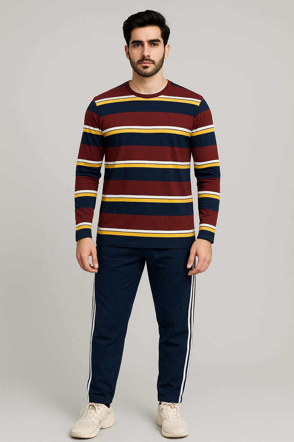 Modern Men’s Lounge Suit – Bold Stripes & Comfortable Fit