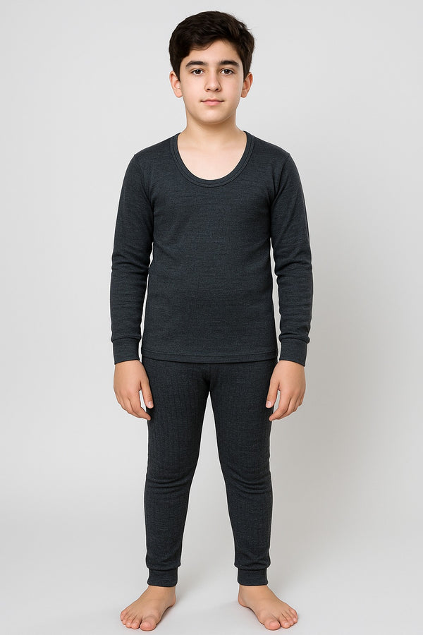 Kids Charcoal Thermal Suit – Warm Winter Innerwear Set