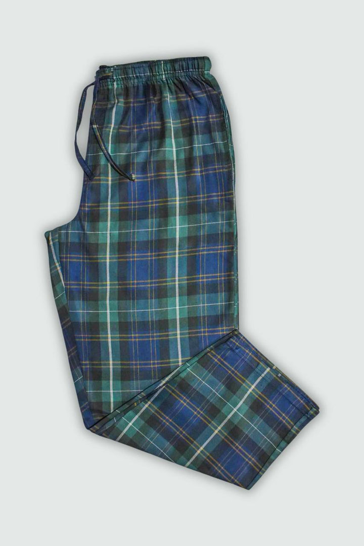 blue check cotton pants for gents