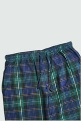 Men's Cotton Check Trouser (Blue-Green Plaid)