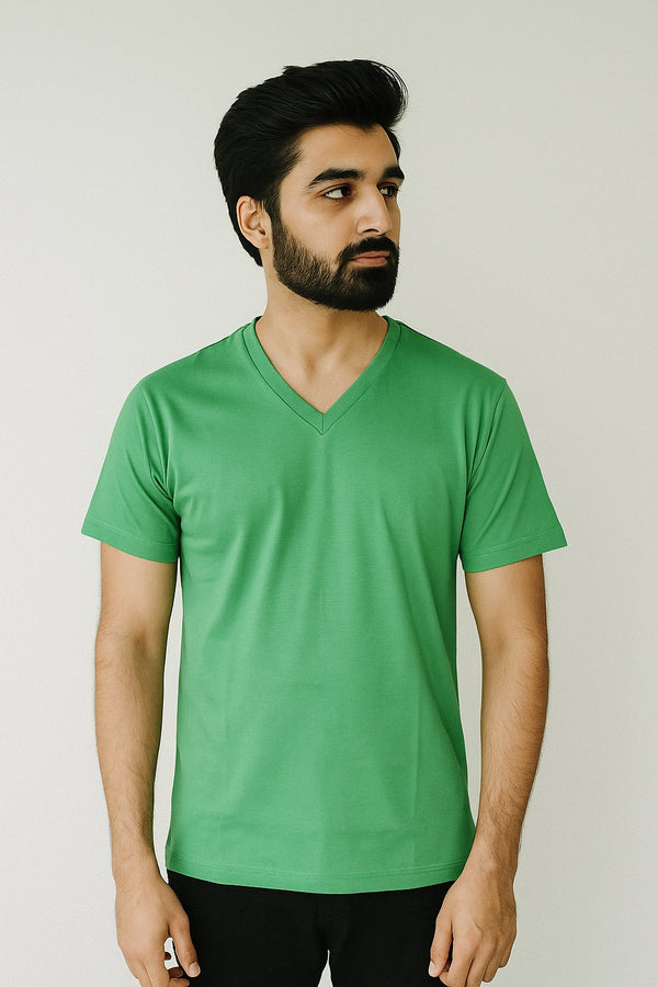 Men’s Essential V Neck (Short Sleeves) (Green)