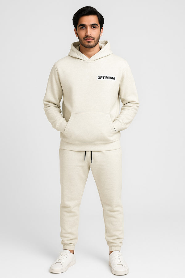 OPTIMISM Printed Men’s Hoodie Buttom Set light grey