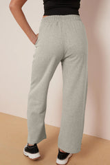 Wide Leg Fleece Trousers (Mélange White)