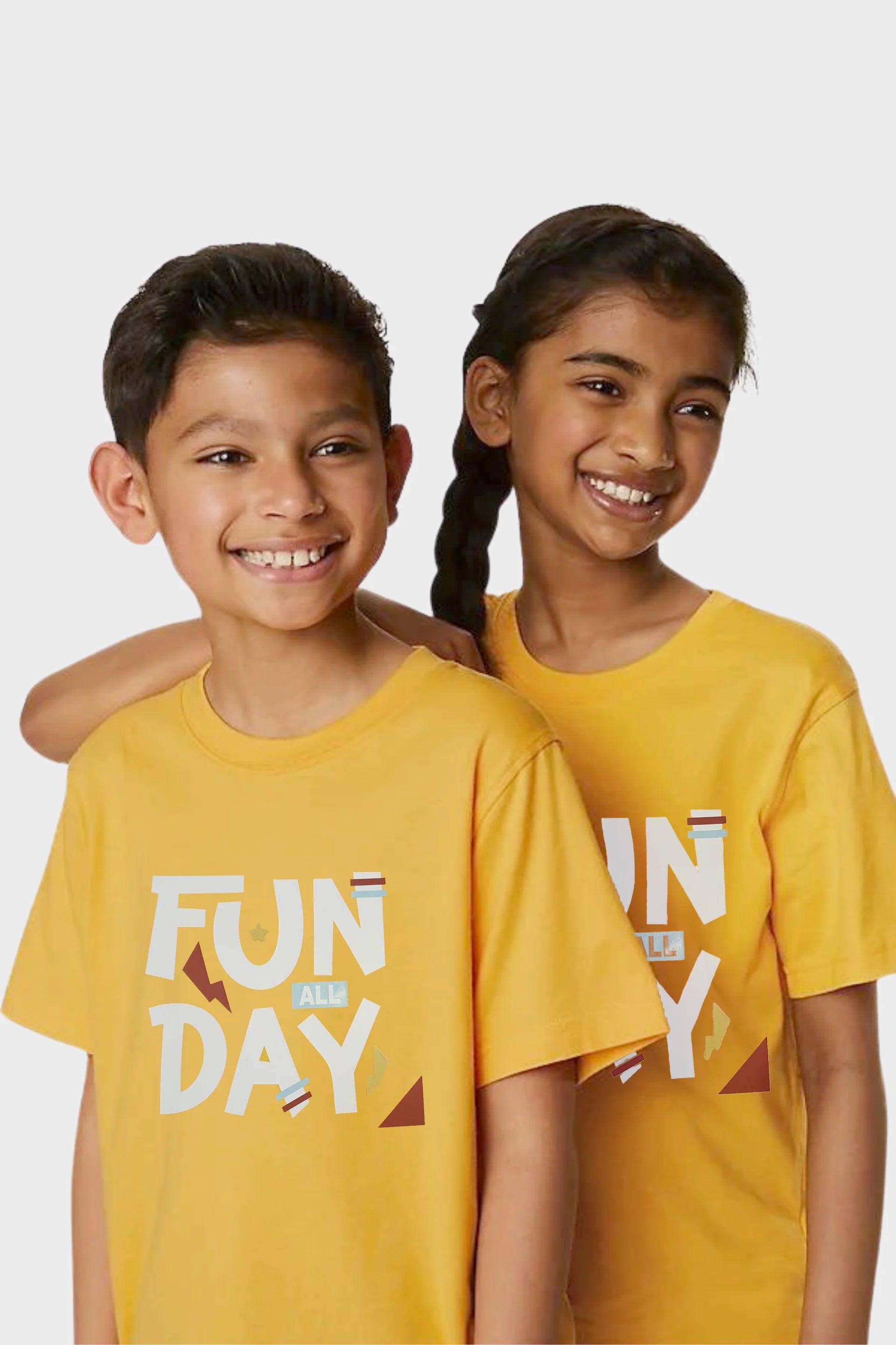 Yellow Fun Day Shorts sleeve t shirts 