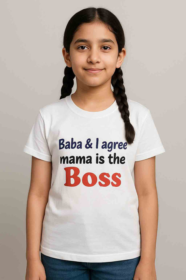 Girls  Printed Top  Half Sleeve (Mama is the Boss)