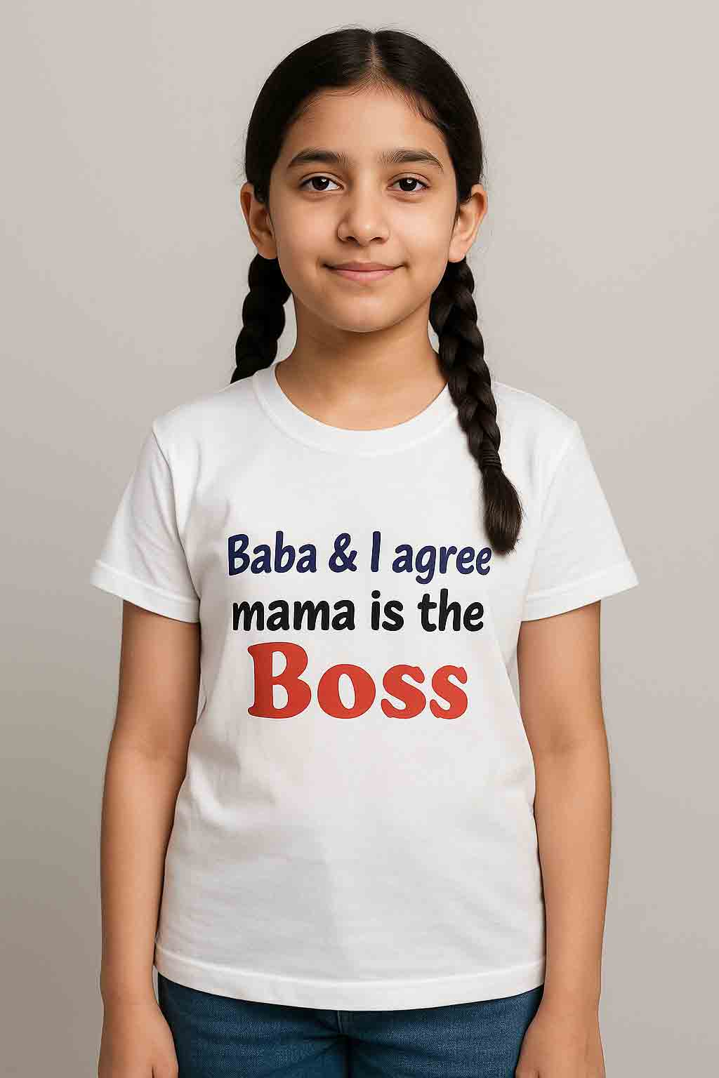 Girls  Printed Top  Half Sleeve (Mama is the Boss)