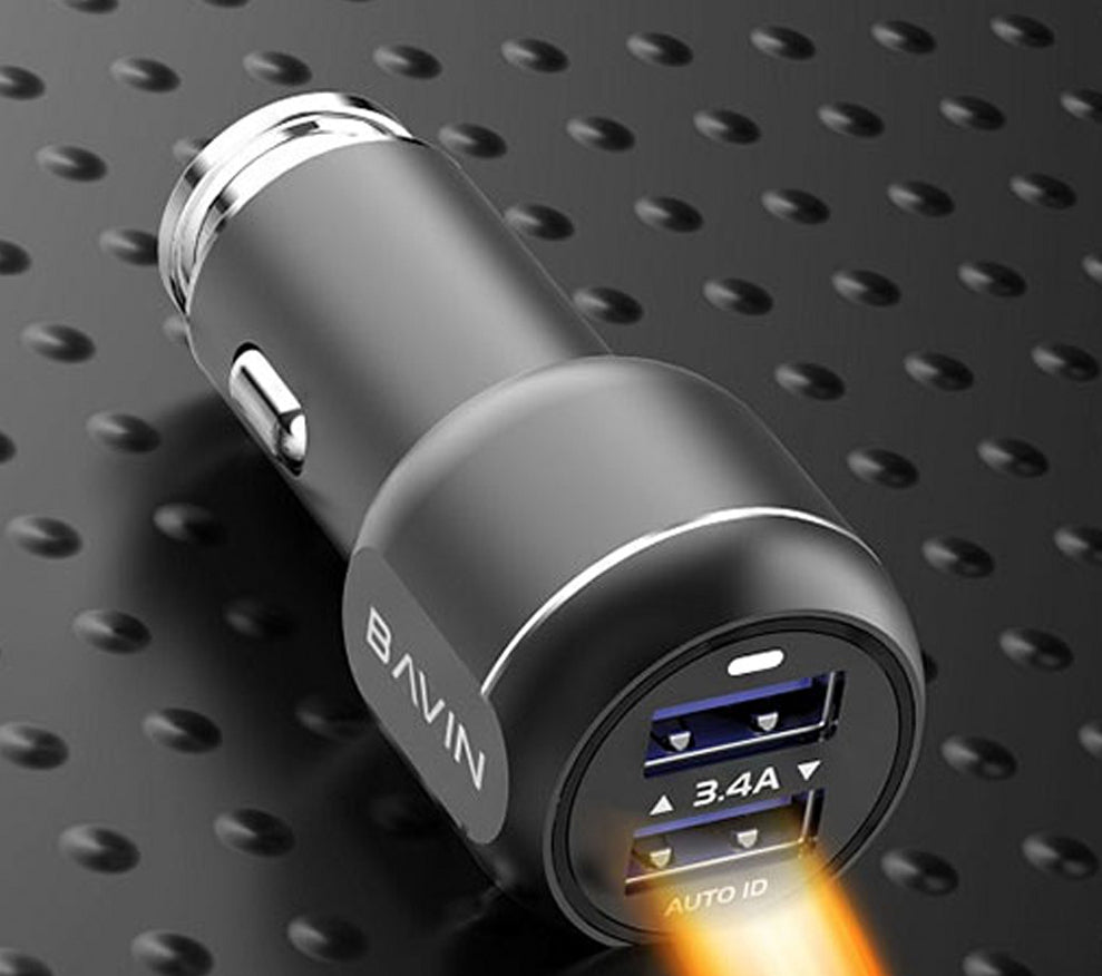 Bavin Dual-Port Car Charger & USB Cable