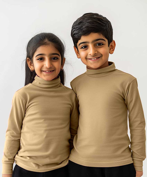 Girls/Boys High Neck Tops (Beige)