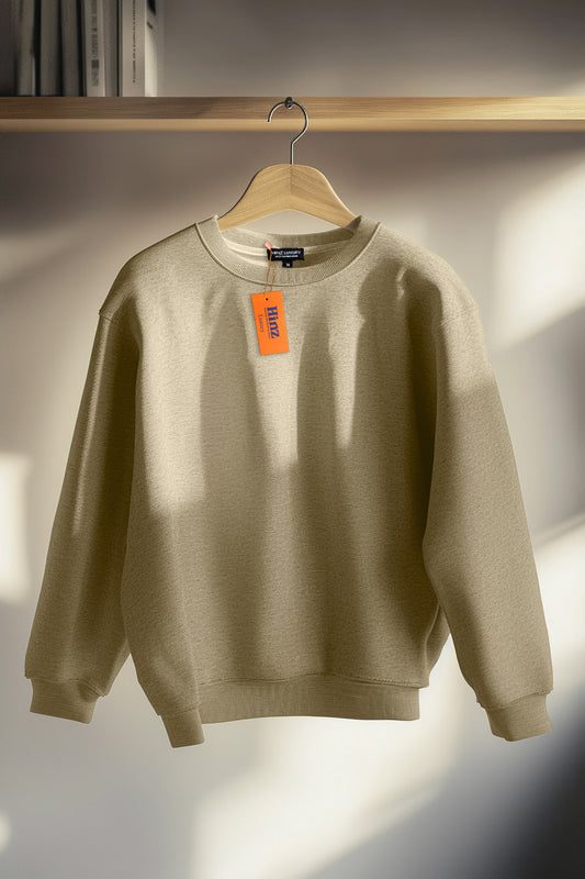 Regular Fit Unisex Crew Neck Long Sleeve Sweatshirt (mélange Beige)