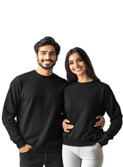 Regular Fit Unisex Crew Neck Long Sleeve Sweatshirt (Black)