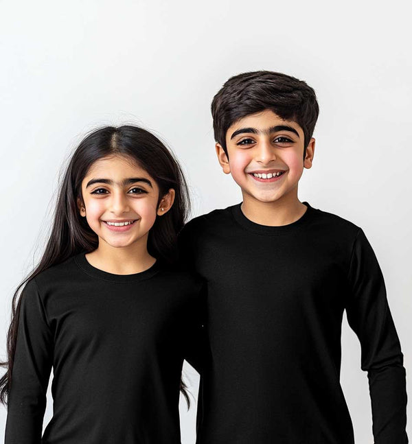 Smart Fit Black Round Neck Long Sleeve Shirt for Boy