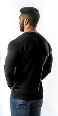 Regular Fit Unisex Crew Neck Long Sleeve Sweatshirt (Black)