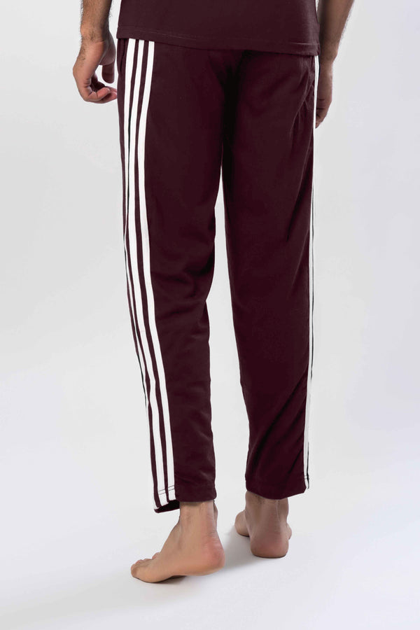 Men's Essential Side Stripe Trouser (Maroon)