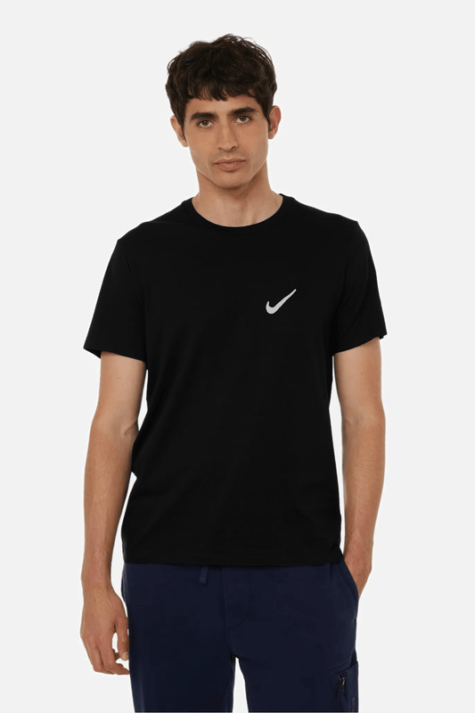 Cotton Black Unisex Short Sleeve T-Shirt with embroidered logo