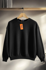 Regular Fit Unisex Crew Neck Long Sleeve Sweatshirt (Black)