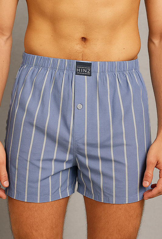Men Stripe Cotton Boxer Shorts Blue(100% Cotton)