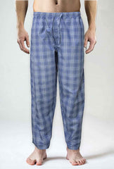 Men's Cotton Check Trouser (blue-white Plaid)