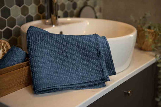 Premium Cotton Waffle Bath Sheet  Towel (Blue)