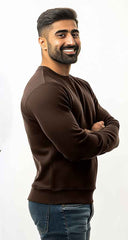 Regular Fit Unisex Crew Neck Long Sleeve Sweatshirt (Dark Brown)