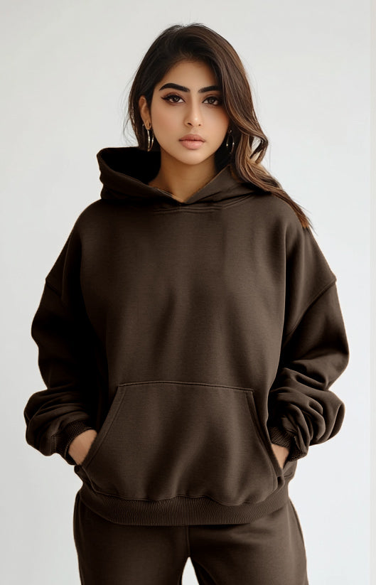 Unisex Premium Fleece- Hoodie Oversized (Brown)