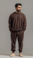 Fleece Brown Sweat Suit