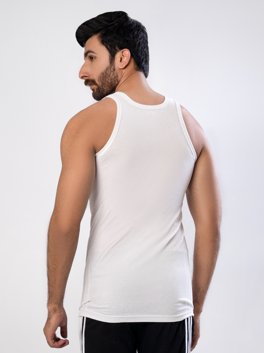 Men's Super Combed Cotton Rib Solid Round Neck Muscle Vest at Rs