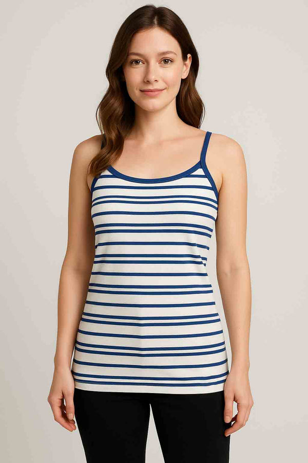 Women Cotton Tank Top (Summer) Dual Navy stripe