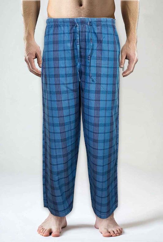 Men's Cotton Check Trouser (blue Plaid)