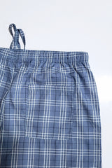 Men's Cotton Check Trouser (blue-white Plaid)