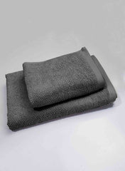 Greek Premium Bath & Hand Towels (2-Pcs) Charcoal