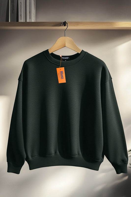 Regular Fit Unisex Crew Neck Long Sleeve Sweatshirt (Dark Cool Green)