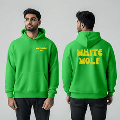 Unisex White Wolf Premium Fleece- Hoodie (Florescent Green)