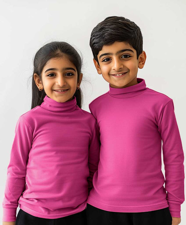 Girls/Boys High Neck Tops (Fuschia)