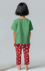 Girls T-shirt and Trouser (Red and Green)