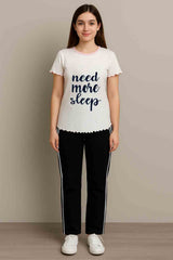 Girls T-shirt and Trouser white (need more sleep)
