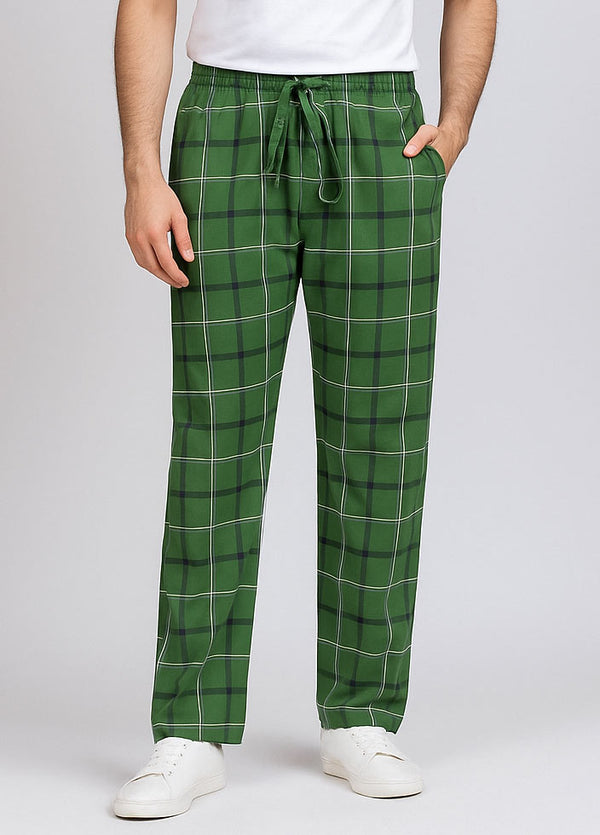 Men's Cotton Check Trouser (Green)