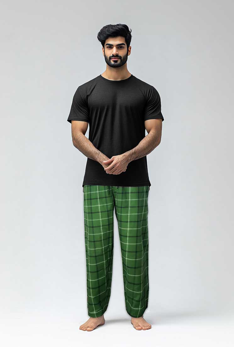 Men's Cotton Check Trouser (Green)