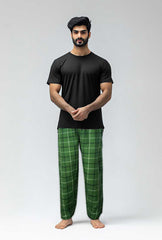 Men's Cotton Check Trouser (Green)