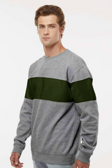 Men's Olive Green Crewneck Sweatshirt with Chest Color Block