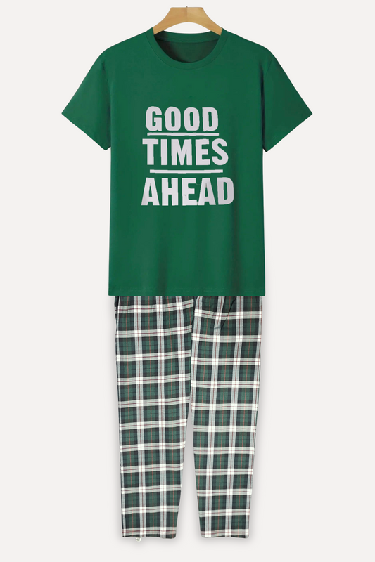 Women's Night Suit Short Sleeve Good Times Ahead (Green)