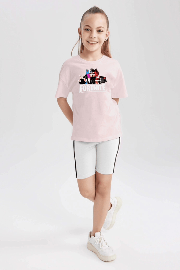 Girls T-shirt and Short legging set white