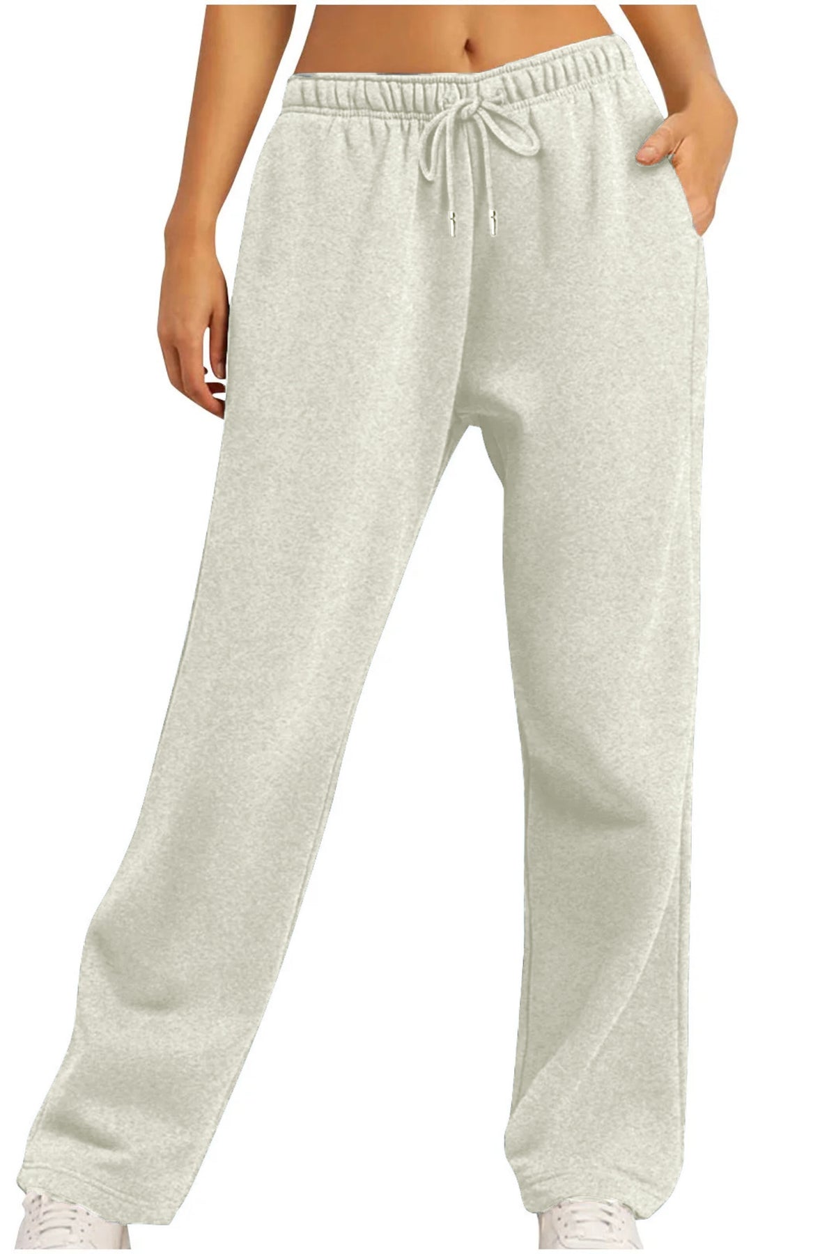 Fleece Sweatpants with zipper Pockets Light Grey