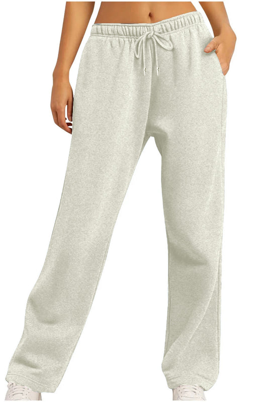 Fleece Sweatpants with zipper Pockets Light Grey