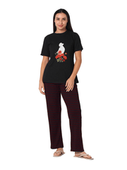 Women's Night Suit Short Sleeve (Red Rose)