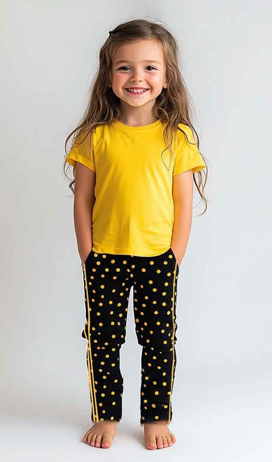 Printed Unisex T-shirt and dotted Trouser