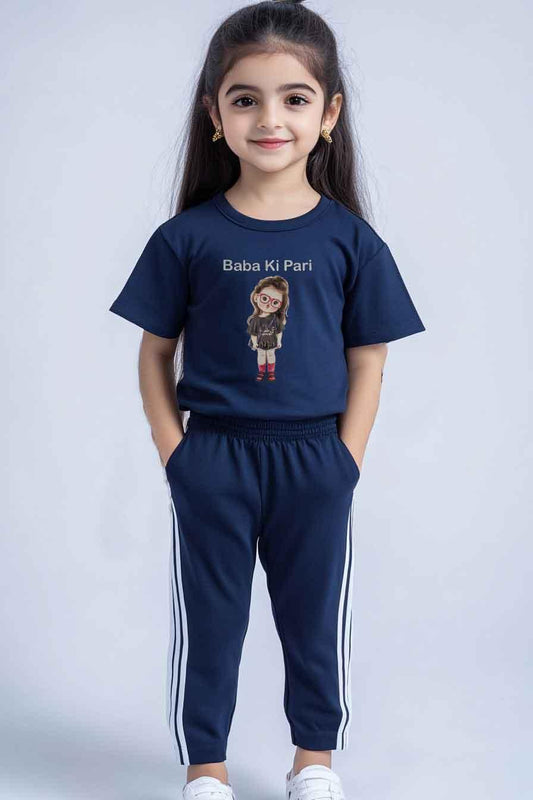 Girls T-shirt and Trouser Navy (papa ki pari)