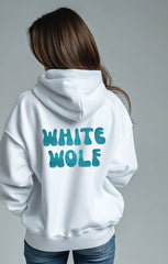 Unisex White Wolf Premium Fleece- Hoodie (White)